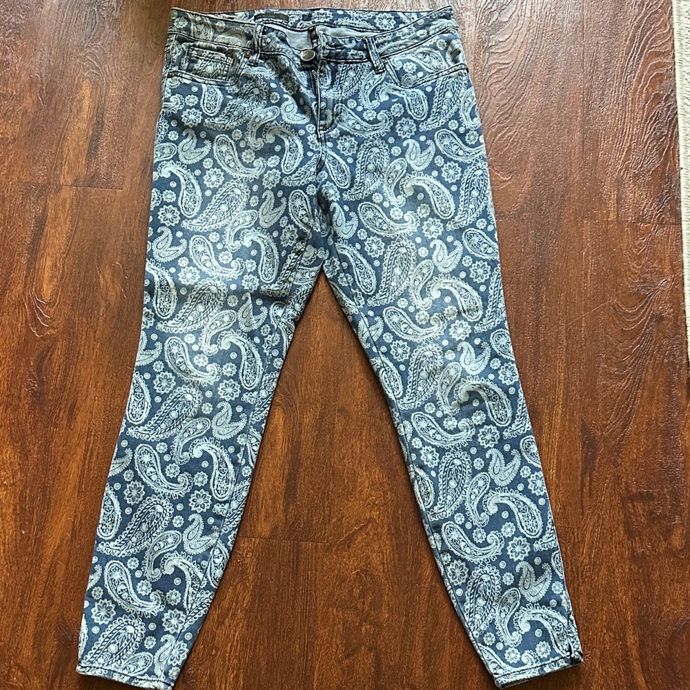 Kut from the Kloth Blue Paisley Jeans, Sz 10, EUC